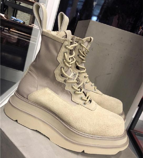 

2020 woman shoes platform woman flats short booties lace up cow suede mid-calf boots chic chaussures femme brand designer, Black