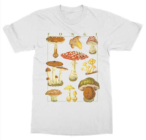 

short sleeve for men clothing summer mushrooms t-shirt funghi fungus botanical garden plant print art fruit flower tee shirt