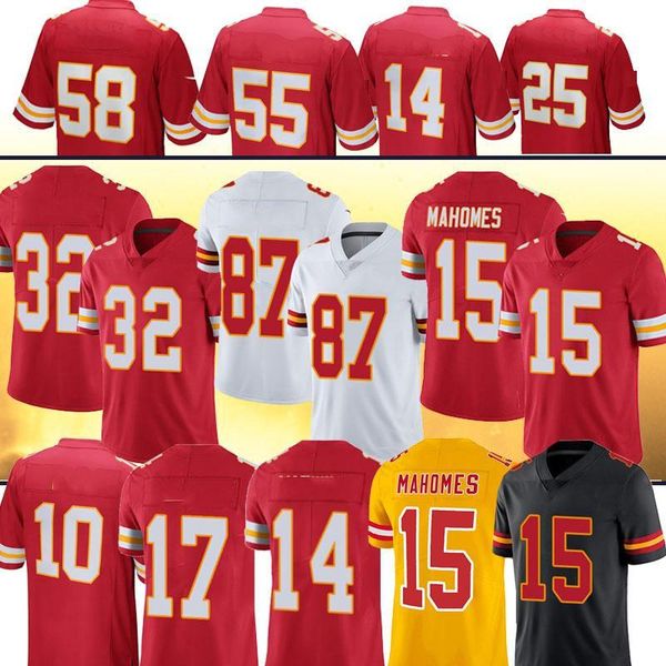 

15 patrick mahomes kansas city men jersey chief 87 travis kelce tyreek hill thomas mecole hardman frank clark football jerseys, Black