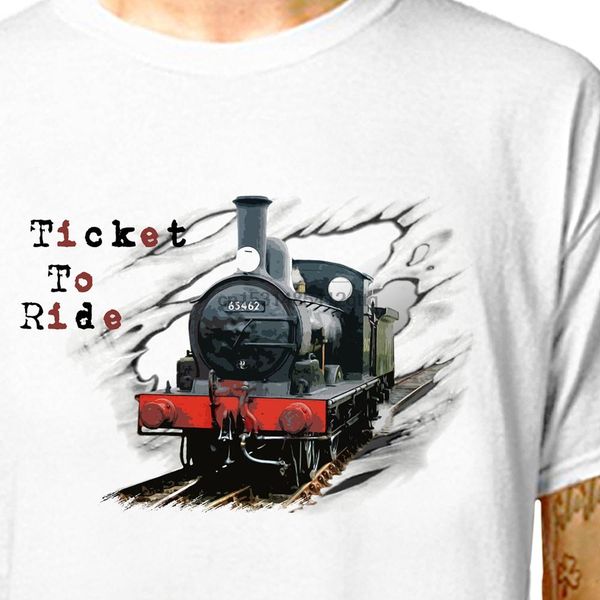 

t shirt ticket to ride railway steam train 100% cotton tees (lazycarrot) locomotive memorabilia railwayana ticket to ride