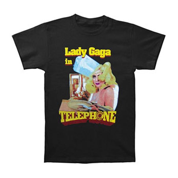 

lady gaga men's phone 2010 tour slim t-shirt black print t shirt men brand clothing