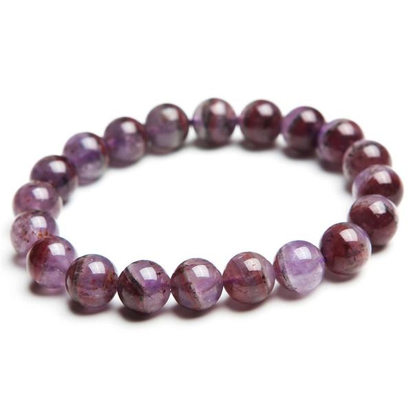 

9.5mm подлинная natural auralite 23 браслеты для женщин lady stretch кристалл круглый бисера браслет перевозка груза падения, Black