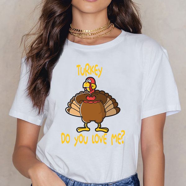 

t shirt women turkey do you love me funny thanksgiving womens loose fit fashion white short female shirt