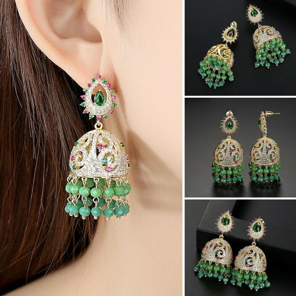 

earings antique jhumki jhumka dangle drop earrings ethic tribal jewelry golden plated zircon stud earring retro national, Silver