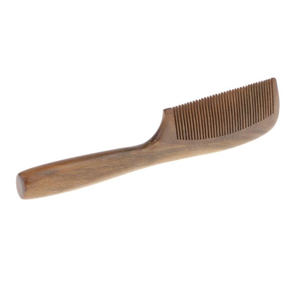 

natural green sandalwood wooden hair combs, handmade head massage hair care detangler non static comb, Silver