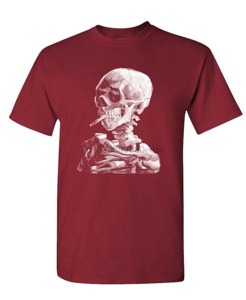 

van gogh smoking skeleton - cotton t-shirt tee shirt