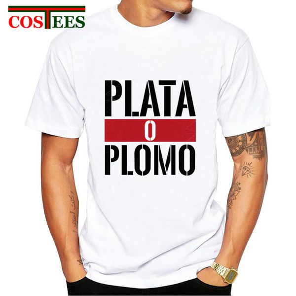 

2019 летний стиль новая марка одежды plata o plomo футболки мужчины пабло серебро или свинцовые футболки хлопок hip hop o шеи escobar тройни