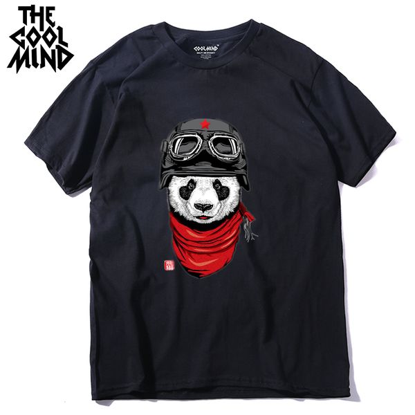 

coolmind qi0428a 100% cotton short sleeve pilot panda men t shirt casual coo summer men tshirt male loose t-shirt tees lmyx