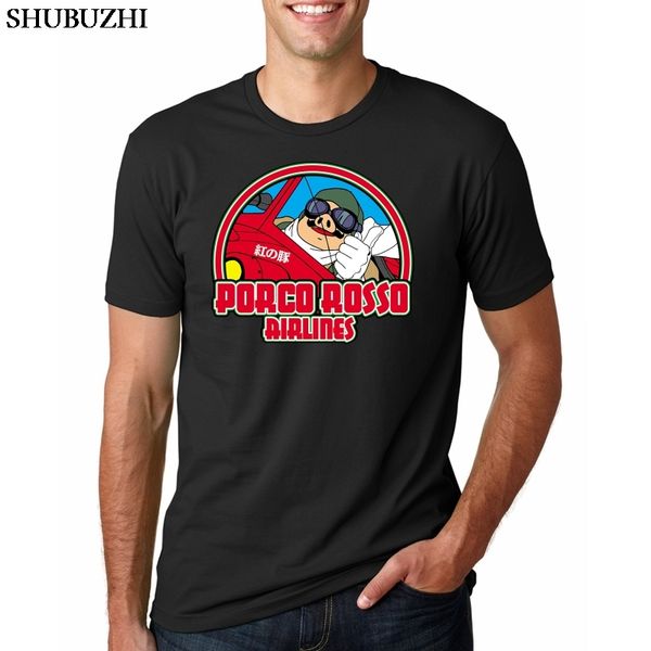 

euro size porco rosso airlines men t shirt animal red pig printed male tee shirts short sleeve funny hipster fashion