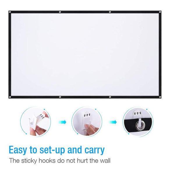 

projection screens projector screen,16:9 hd foldable anti-crease portable movies screen for home theater outdoor indoor
