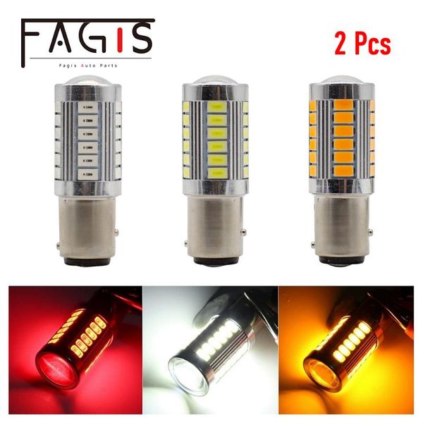

fagis 2 pcs s25 1156 1157 p21w ba15s bay15d 33 smd 5630 led p21/5w car lamp brake backup light auto turn parking bulb