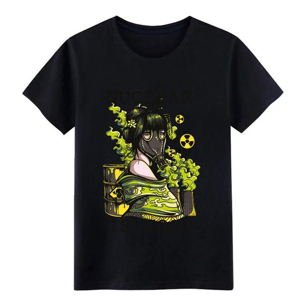 

mens nuclear is good - geisha with gasmask sarcastic t shirt customized 100% cotton round neck normal crazy comical trend shirt