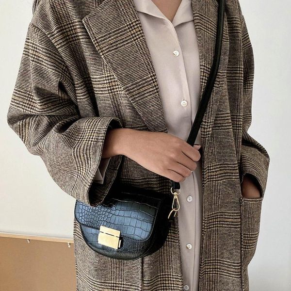 

women stone pattern 2020 new fashion saddle bag retro casual wild simple shoulder crossbody slung malas de senhora #yj #lg