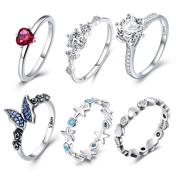 

wostu multi-style women 100% 925 sterling silver delicate wedding rings crown heart bee original ring engagement jewelry