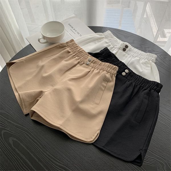 

myzyqg women retro split wide leg shorts casual korean loose high waist elastic waist a line short clothes, White;black