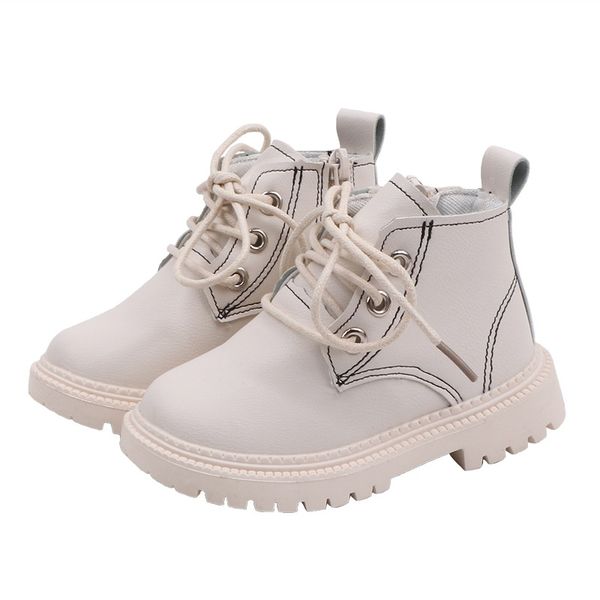 

spring autumn children casual leather boots baby girls boys lace-up shoes walking shoes for winter, Black;grey