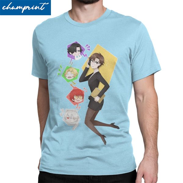 

novelty mystic messenger 707 jumin t-shirt for men crew neck pure cotton t shirts mm bg otome game short sleeve tees unique