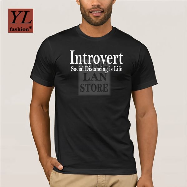 

new trendy fashion printed men's t-shirt 100% cotton introvert social distancing is life personality t-shirt