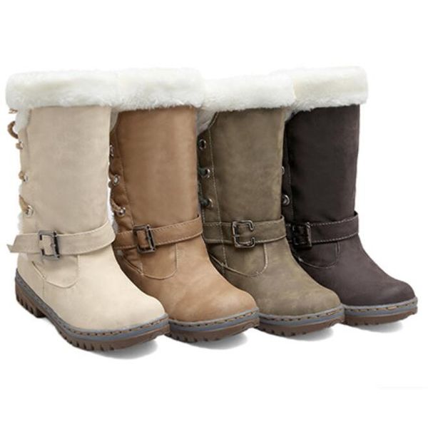 

women waterproof snow boots 2020 winter keep warm thick fur plush insole flat shoes lace-up boots woman large size 34-43, Black