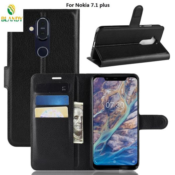 

for nokia 3.1 plus litchi lychee wallet leather pu tpu phone cover case with card holder for nokia 7.1 plus x7