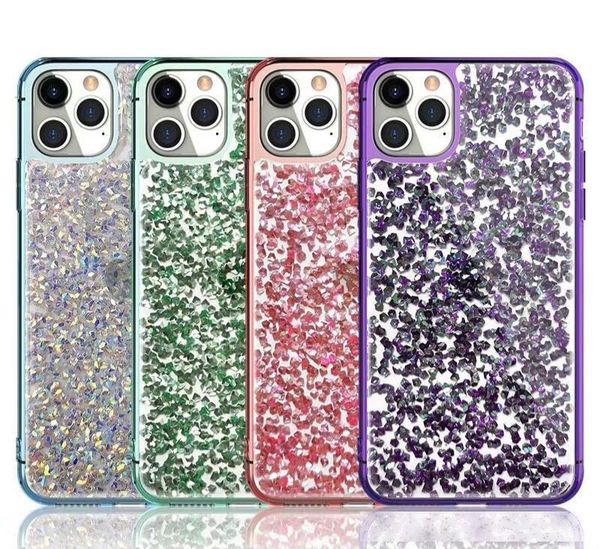 

luxury phone case for iphone 11 cover flash drilling glitter phone cover back case for iphone xs max xr 8 7 shockproof anti-fall bling cases