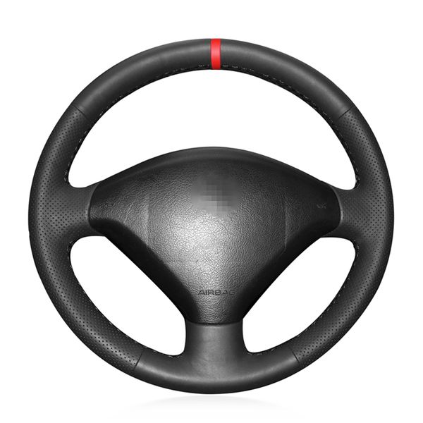 

black artificial leather car steering wheel cover for 307 2001-2008 307 sw 2005-2008