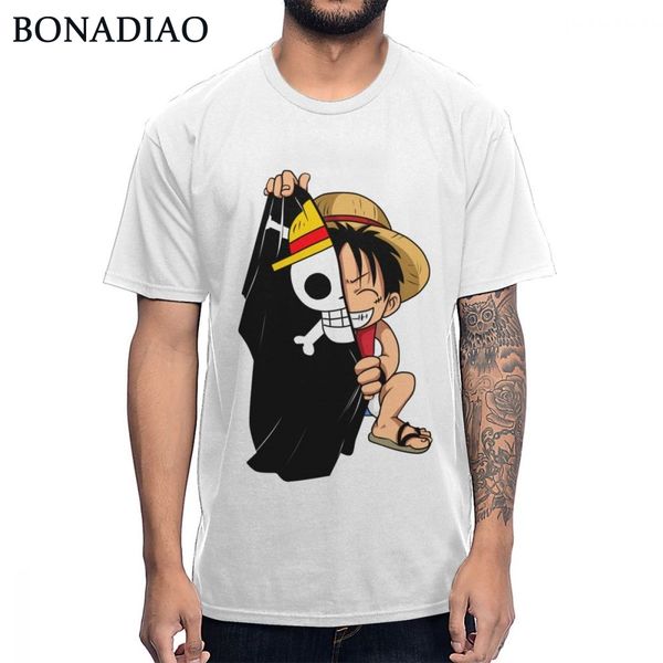 

interesting for male straw hat luffy tee shirt soft cotton anime one piece t shirt big size
