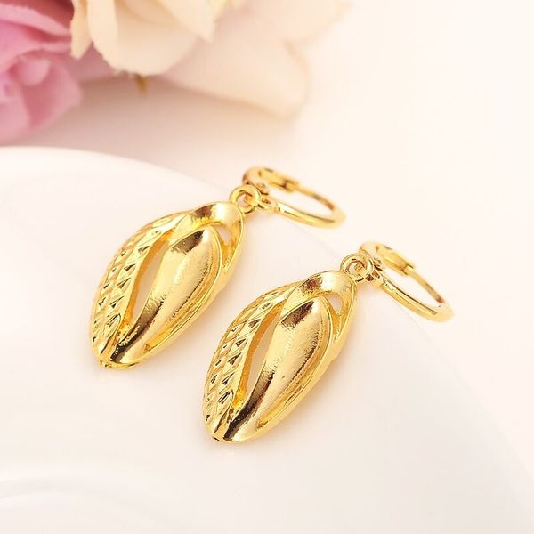 

18 k solid fine g/f gold leaf earrings women/girl,love trendy for african/arab/middle eastern party jewelry, Golden;silver
