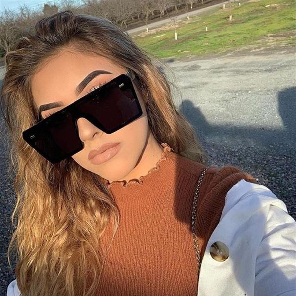 

flat uv400 sunglasses women oversized 2020 luxury square men red black clear lens one piece gafas shade mirror oculo fashion dekja, White;black