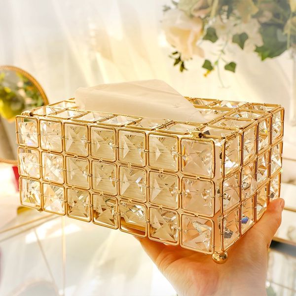 

tissue boxes & napkins luxury crystal box metal paper napkin dispensers kitchen living room roll contianer dining decoration bb50