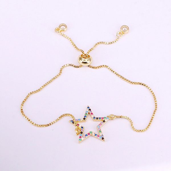 

link, chain 3pcs, fashion multi rainbow zirconia charm star connector bracelets jewelry, Black