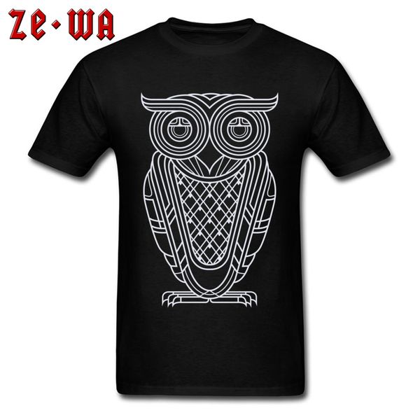 

art deco owl nocturnal men t shirt summer/autumn 100% cotton fabric comfortable t shirts birthday gift t-shirt