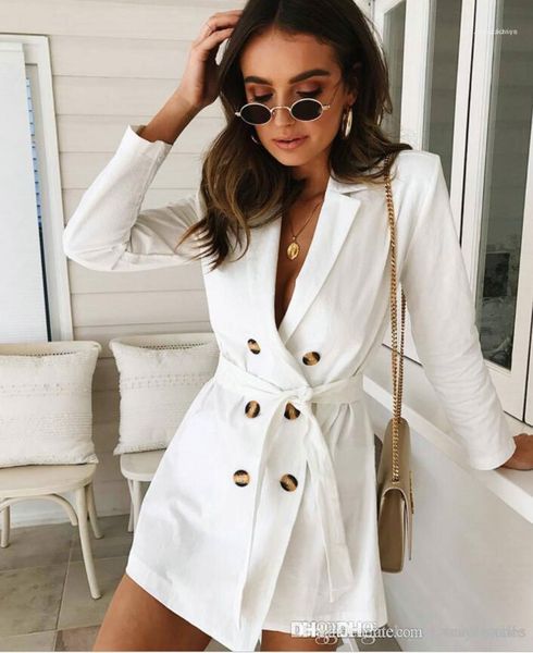 

sashes long trench women autumn designer trench coats v turn-down collar white double breasted, Tan;black