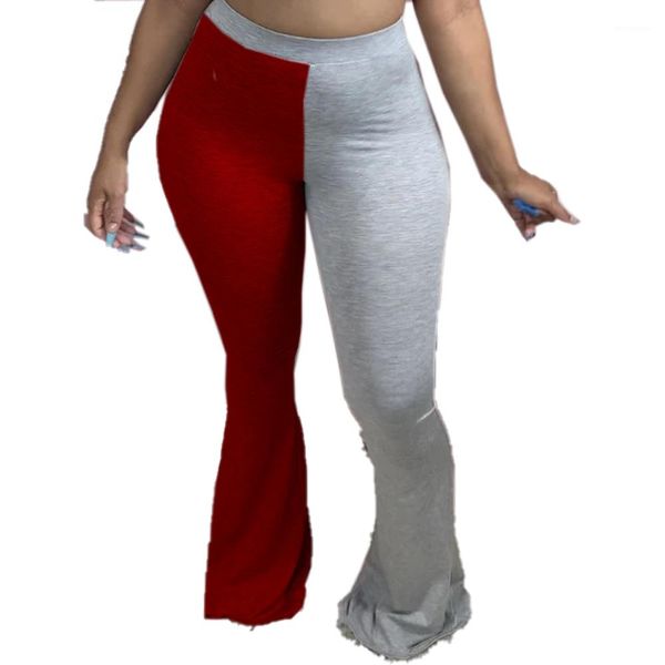 

bootcut pants mid waist loose elastic waist casual pants famale fashion trousers women contrast color, Black;white
