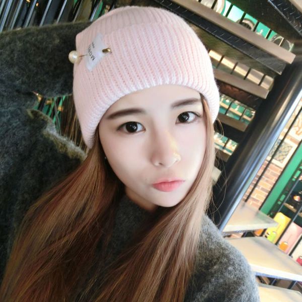 

winter warm beanie hat ladies knit hats for women beanies caps pearls butterfly knitted cap with ear flaps thickened, Blue;gray