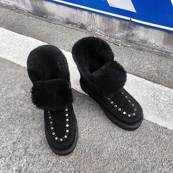 

снег сапоги женская обувь коровы замши новый зимний сохранить теплые ботильоны женские снег bottes femme, Black