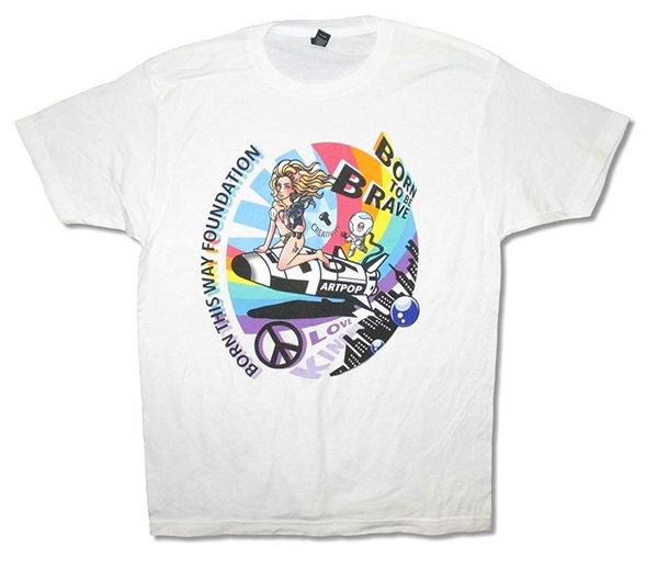 

lady gaga born to be brave this way white t shirt