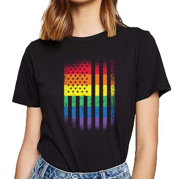 

t shirt women gay pride rainbow flag vogue vintage cotton female tshirt