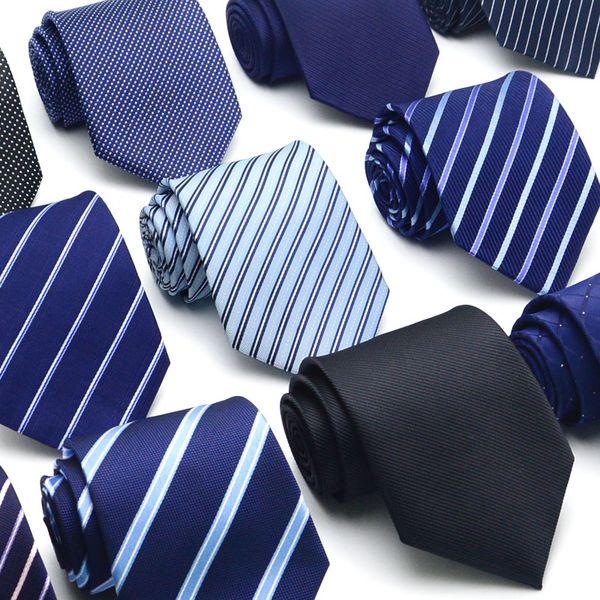 

8cm width necktie for men fashion formal suit leisure neckwear necktie gentlemen commercial casual dark blue stiped neck ties, Blue;purple
