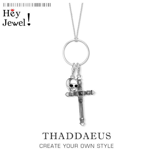 

chains charm necklace skull & cross,2021 spring fashion vintage rebel jewelry 925 sterling silver bijoux gift for women men