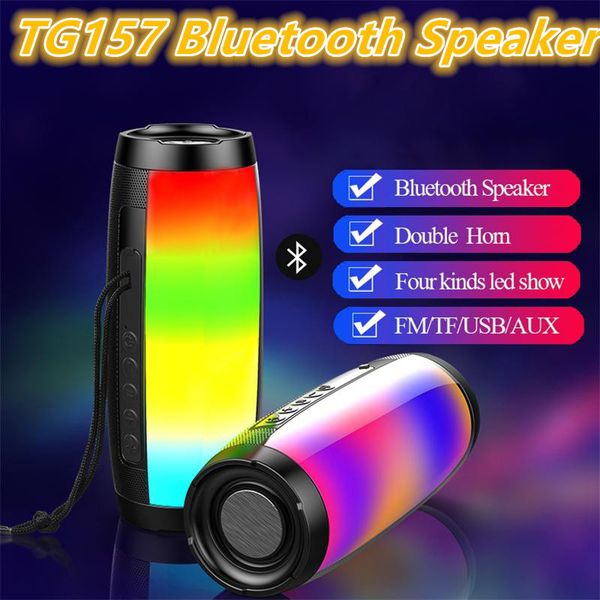 TG157 Tragbare LED-Lampe, Bluetooth-Lautsprecher, wasserdicht, FM-Radio, kabellose Lautsprecher, Mini-Säule, Subwoofer, Soundbox, MP3, USB, Telefon, Computer, Bass