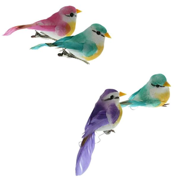 

pack of 4 bright artificial birds for christmas tree ornaments