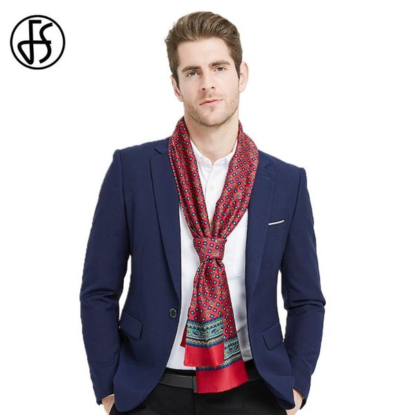 

fs autumn winter scarf for men luxury designer business style silk scarves wine red long office formal shawl wrap foulard, Blue;gray