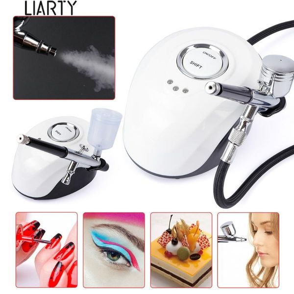 

nail art equipment airbrush makeup kits with compressor single action aerograph sets temporary tattoo face body paint cake painting tools, Silver