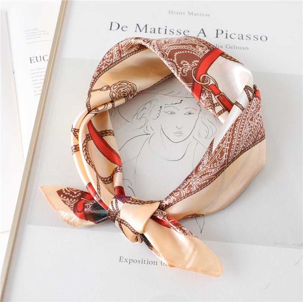 

2020 small silk neck scarf for lady hair band bag tie designer print headband foulard women neckerchief hand bandanas, Blue;gray