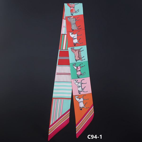 

scarves brand design horse print bag strap scarf for women twill silk fashion head headwear long ribbons, Blue;gray