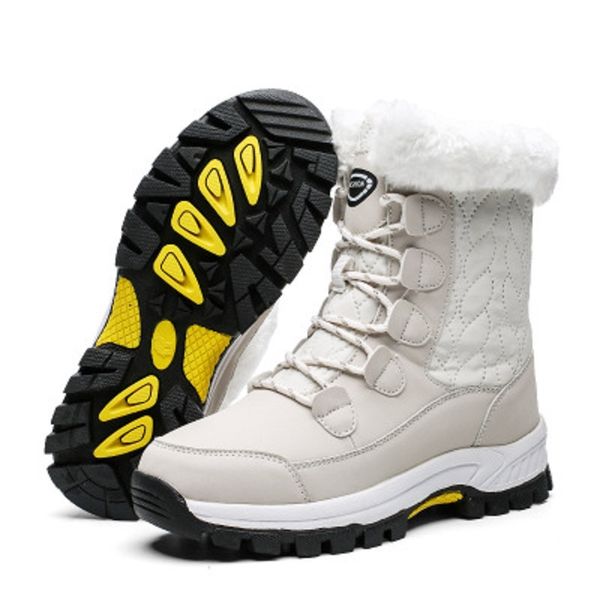 

winter women's platform snow boots warm and velvet plus size women's shoes mid-tube boots cross-border thick cotton shoes women, Black