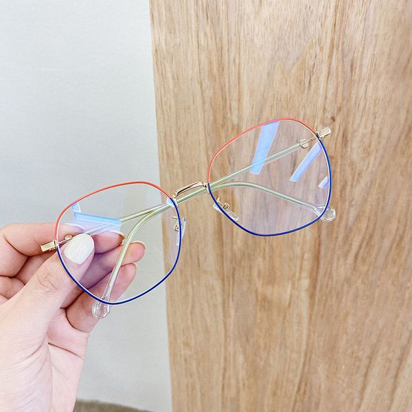 

irregular blue light blocking glasses for women man metal optical frames computer eyeglasses non prescription eyewear multicolor, White;black