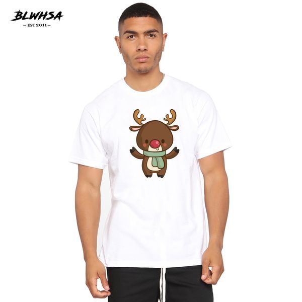 

blwhsh cartoon elk print t shirt men fashion short sleeve summer cool t-shirt christmas printed men plus tees brand clothes