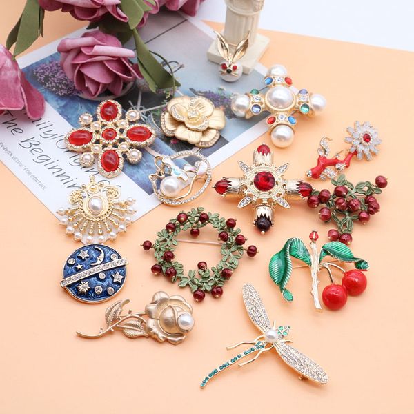 

pins, brooches flower-cross-dragonfly brooch decoration for girls female gift party accessories, Gray